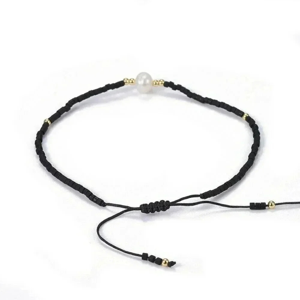 Handcrafted Real Freshwater Pearl Black Japanese Glass Beads Bracelet - Picture 3 of 3